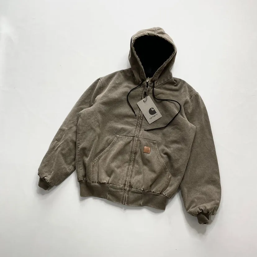 Carhartt J130 Heavyweight Vintage Washed Hooded Jacket Unisex Retro Outerwear - Shop Now