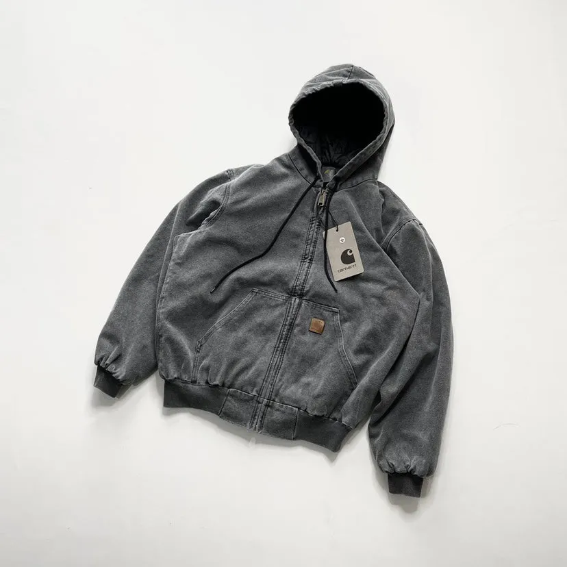 Carhartt J130 Heavyweight Vintage Washed Hooded Jacket Unisex Retro Outerwear - Shop Now