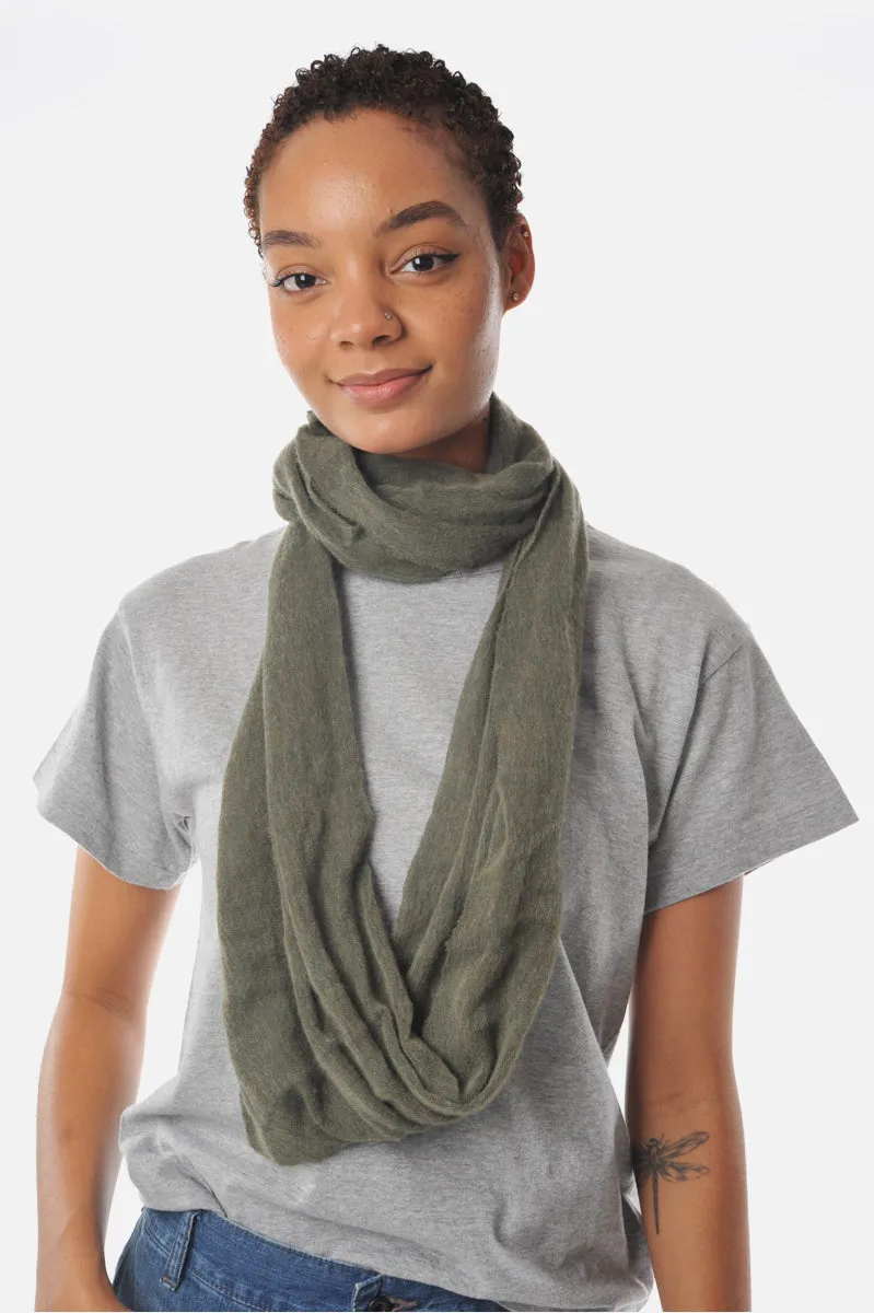 Cashmere Tube Scarf in Olive Melange Knit