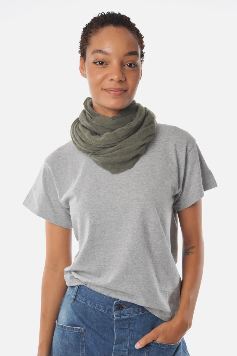 Cashmere Tube Scarf in Olive Melange Knit