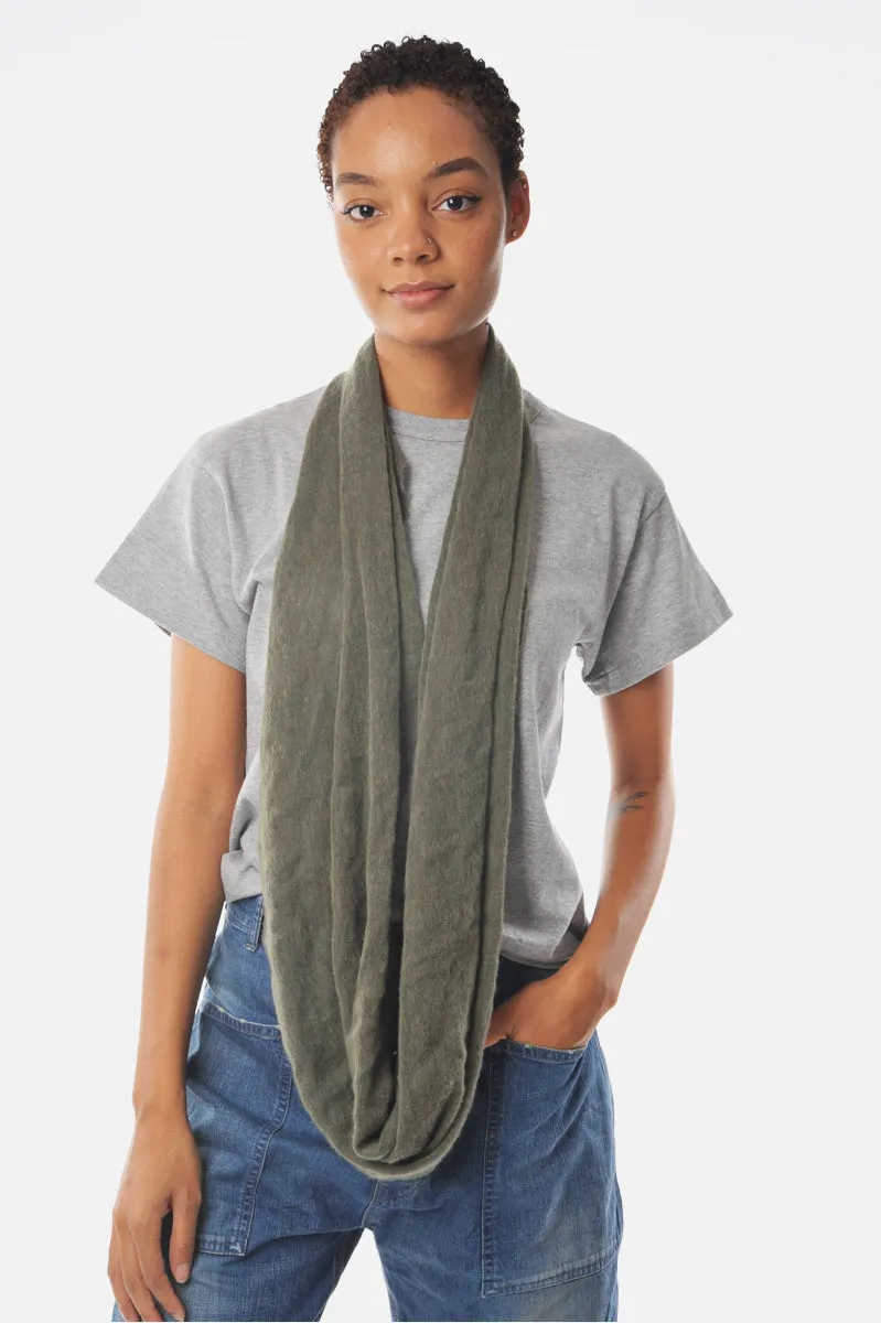 Cashmere Tube Scarf in Olive Melange Knit