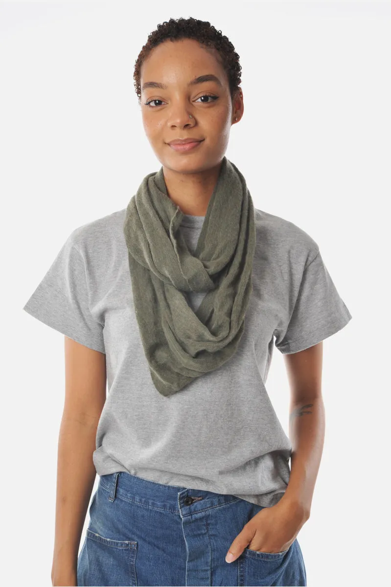 Cashmere Tube Scarf in Olive Melange Knit