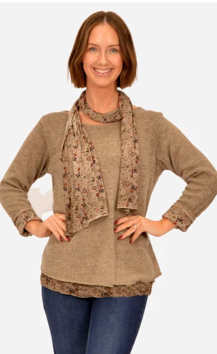 Catherine Lily White Sweater with Floral Scarf - Shop Now