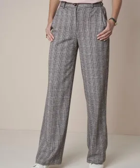 Checkered Wide-leg Trousers