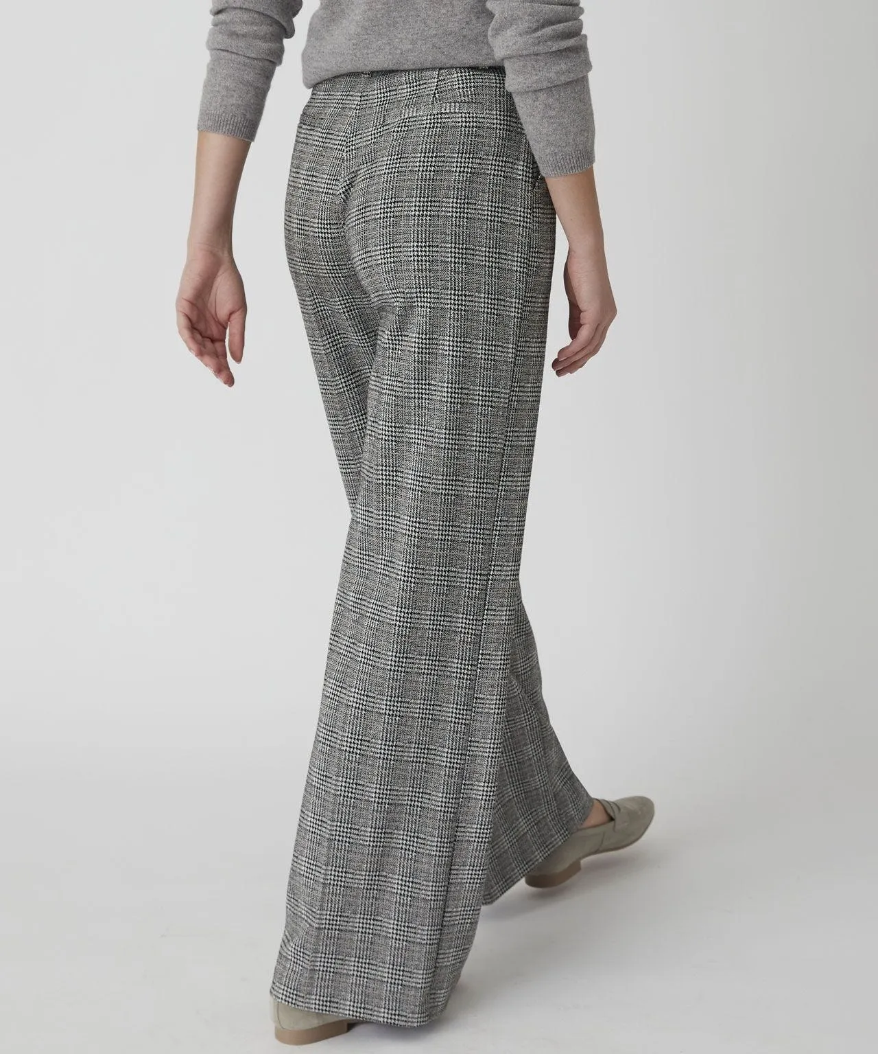 Checkered Wide-leg Trousers