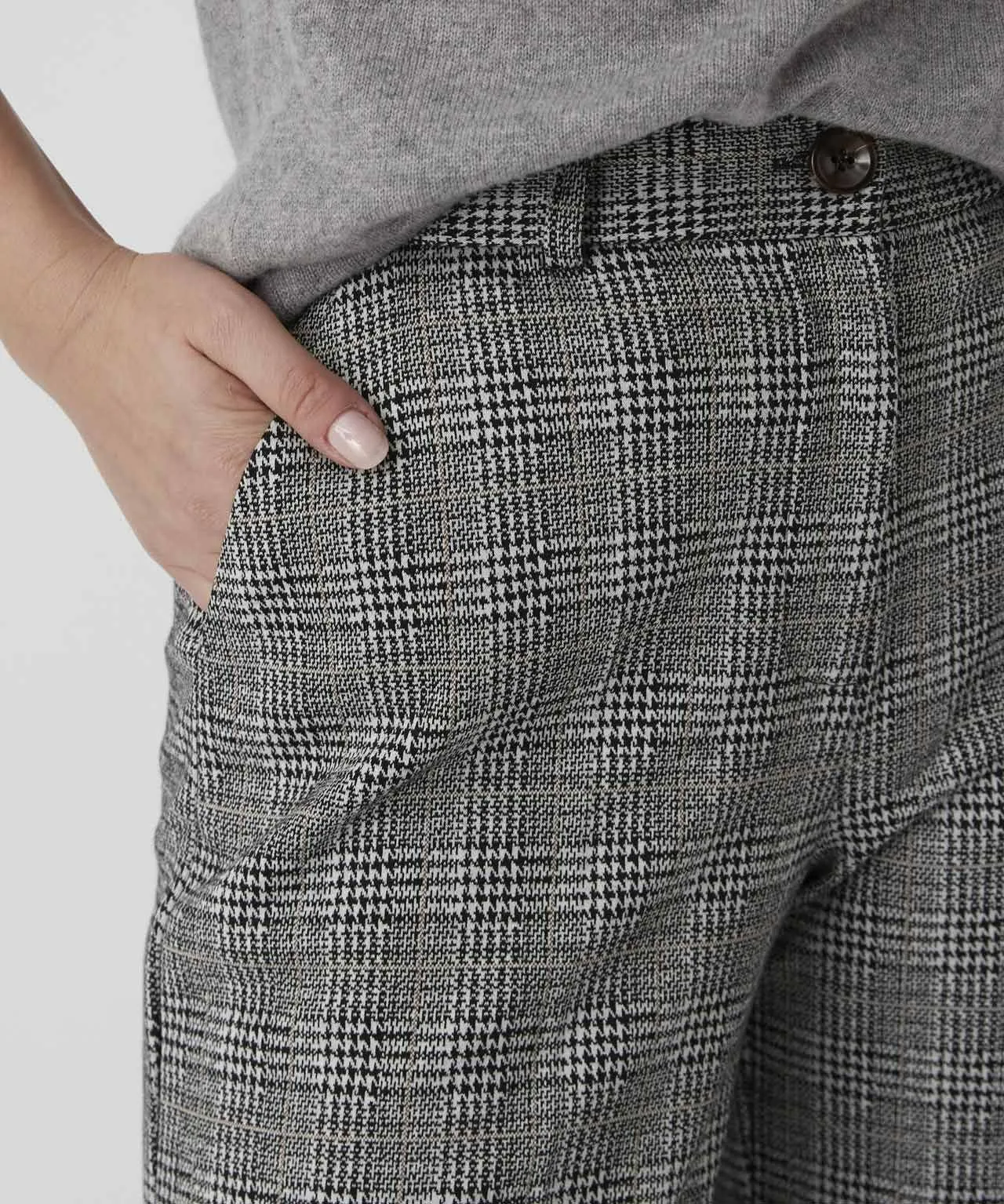 Checkered Wide-leg Trousers