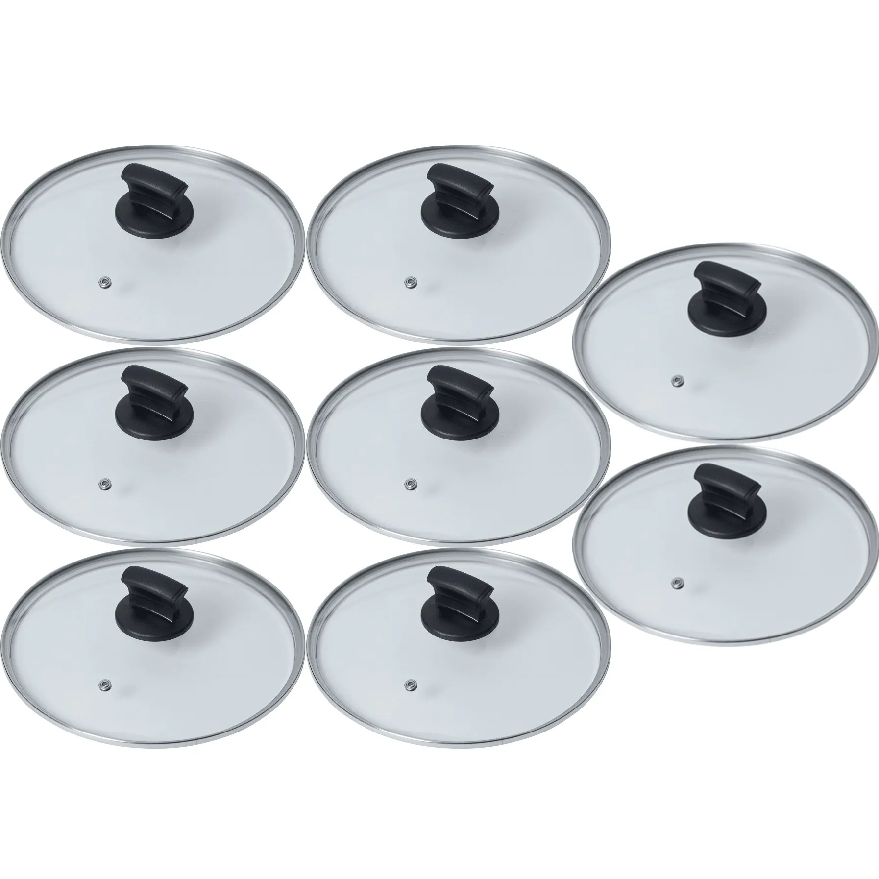 30cm Glass Lid Frypan Pot Set Transparent Pack of 8