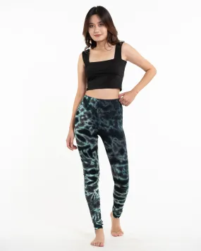 Cotton Leggings - Malachite Green Marble Tie Dye