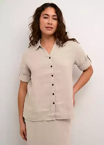 Cream Bellis Collared Short Sleeve Shirt | Grattan