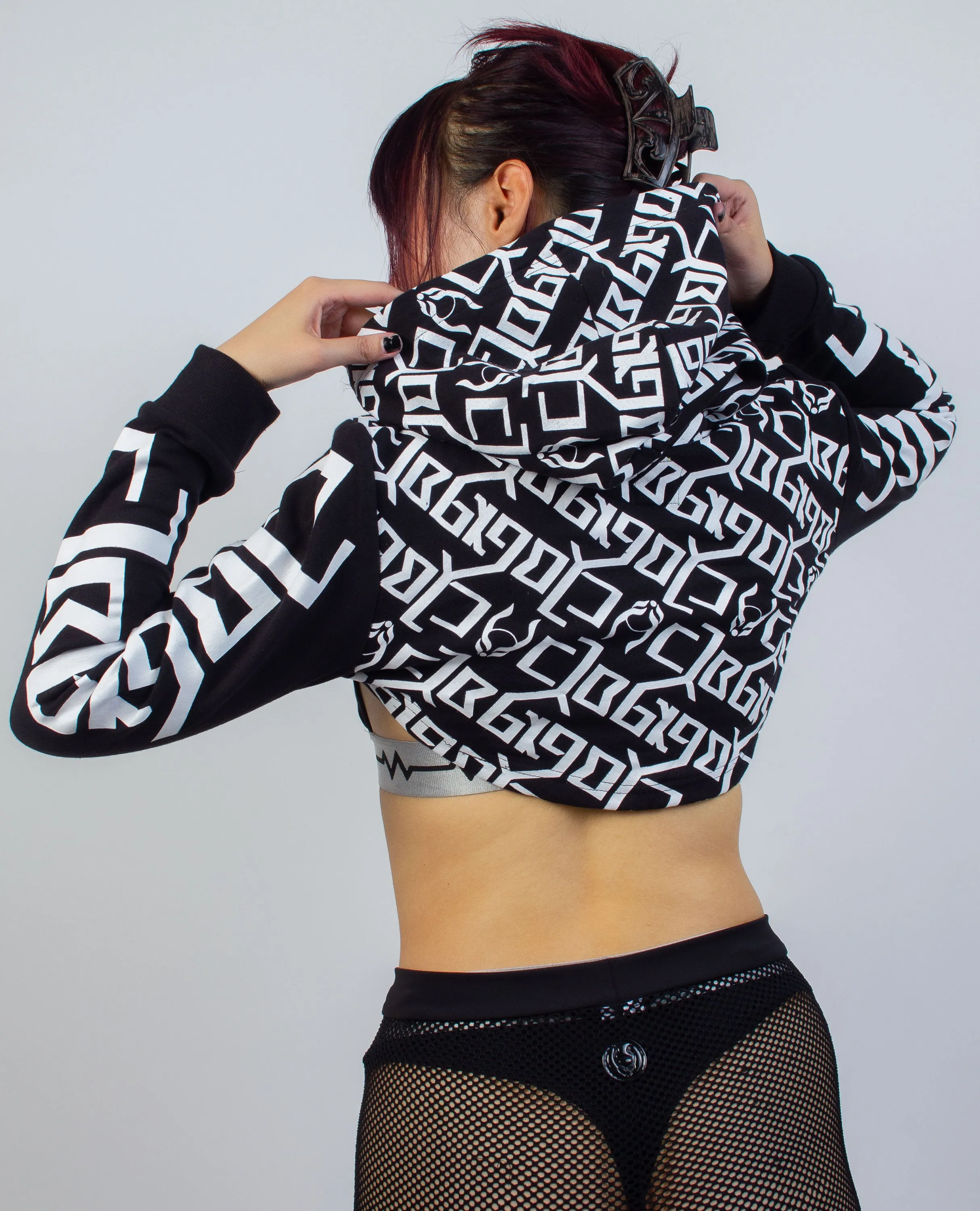 Crop Hoodie with Reversible Ambigram Design