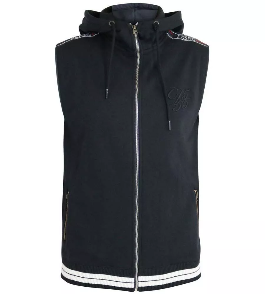 D555 Couture Sleeveless Hoody With Taping Detail for Big Men