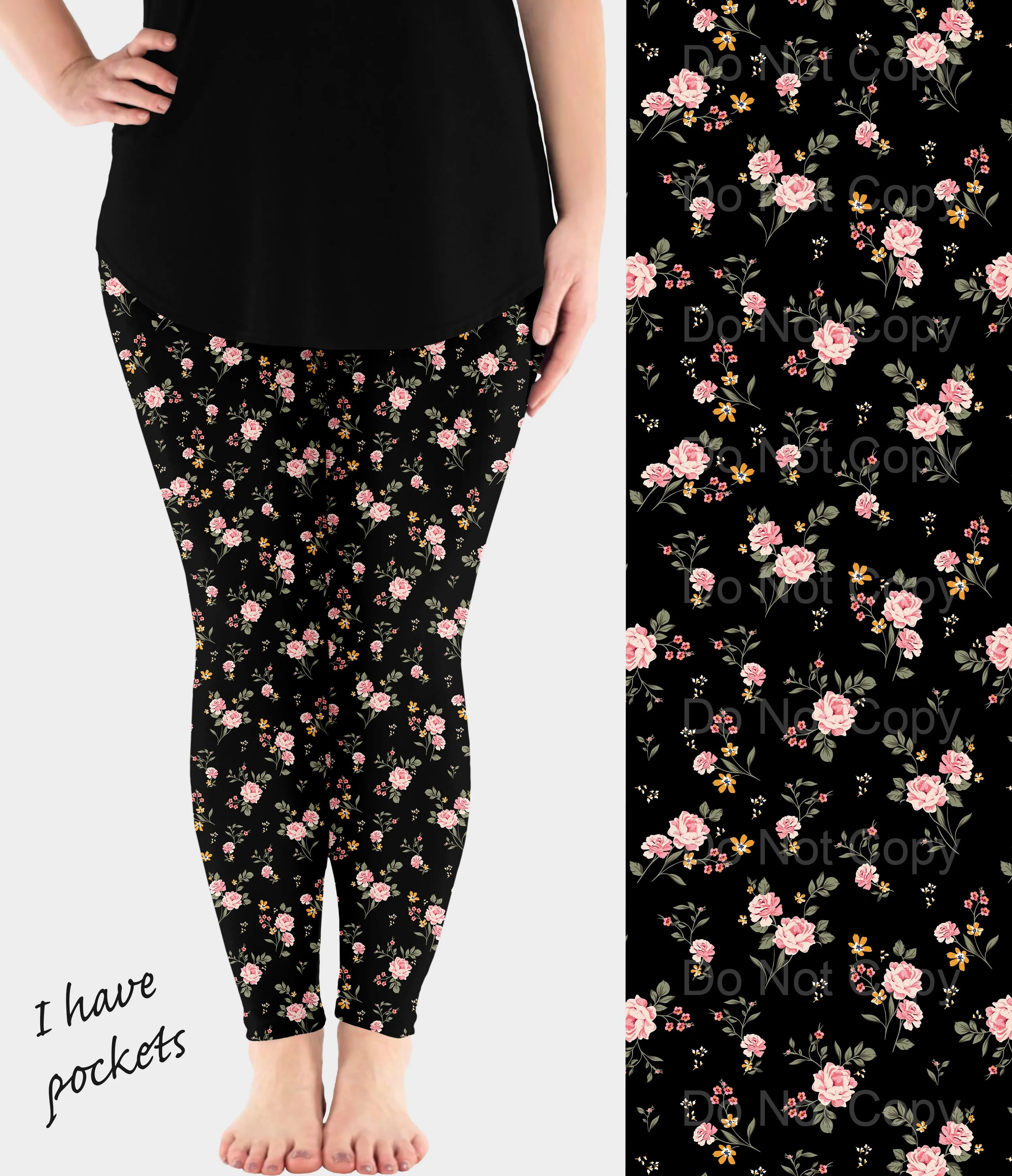 Dainty Floral Leggings with Pockets