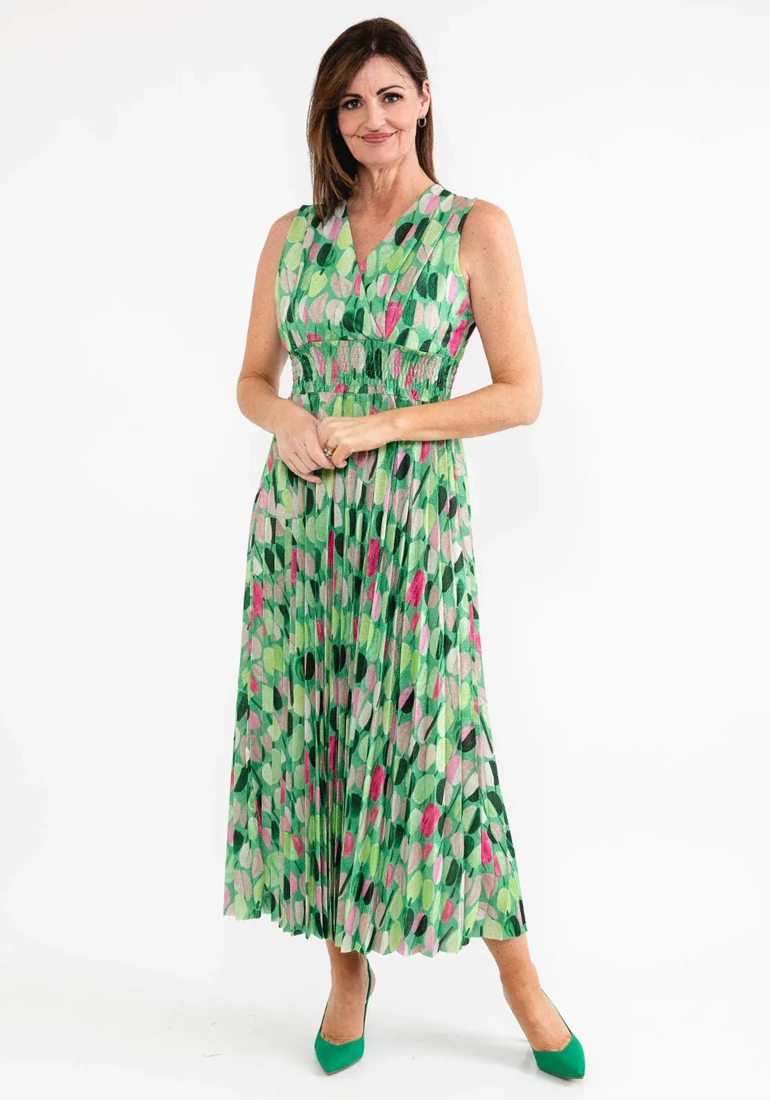 Deck Green/Pink Print Dress #922180