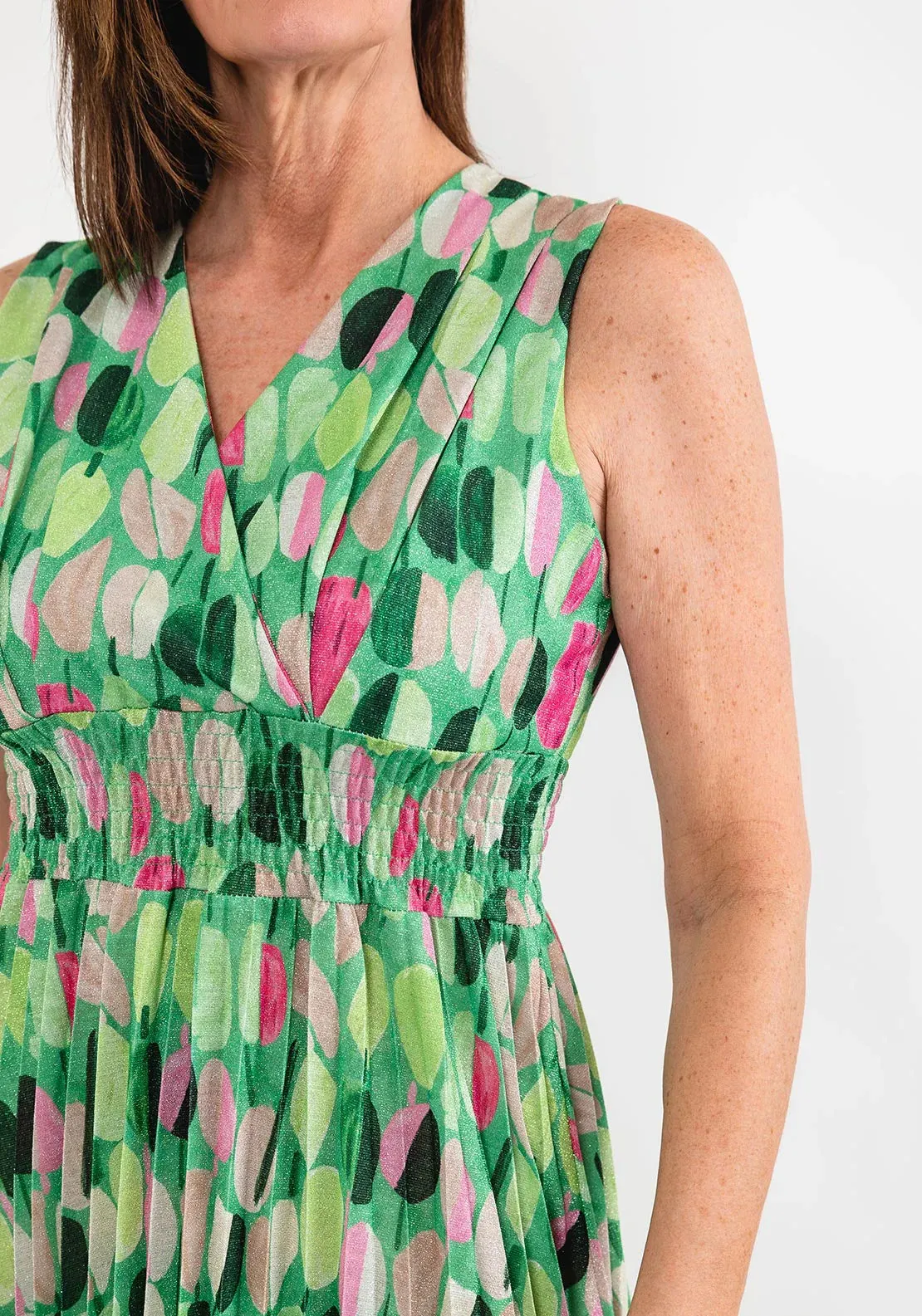 Deck Green/Pink Print Dress #922180