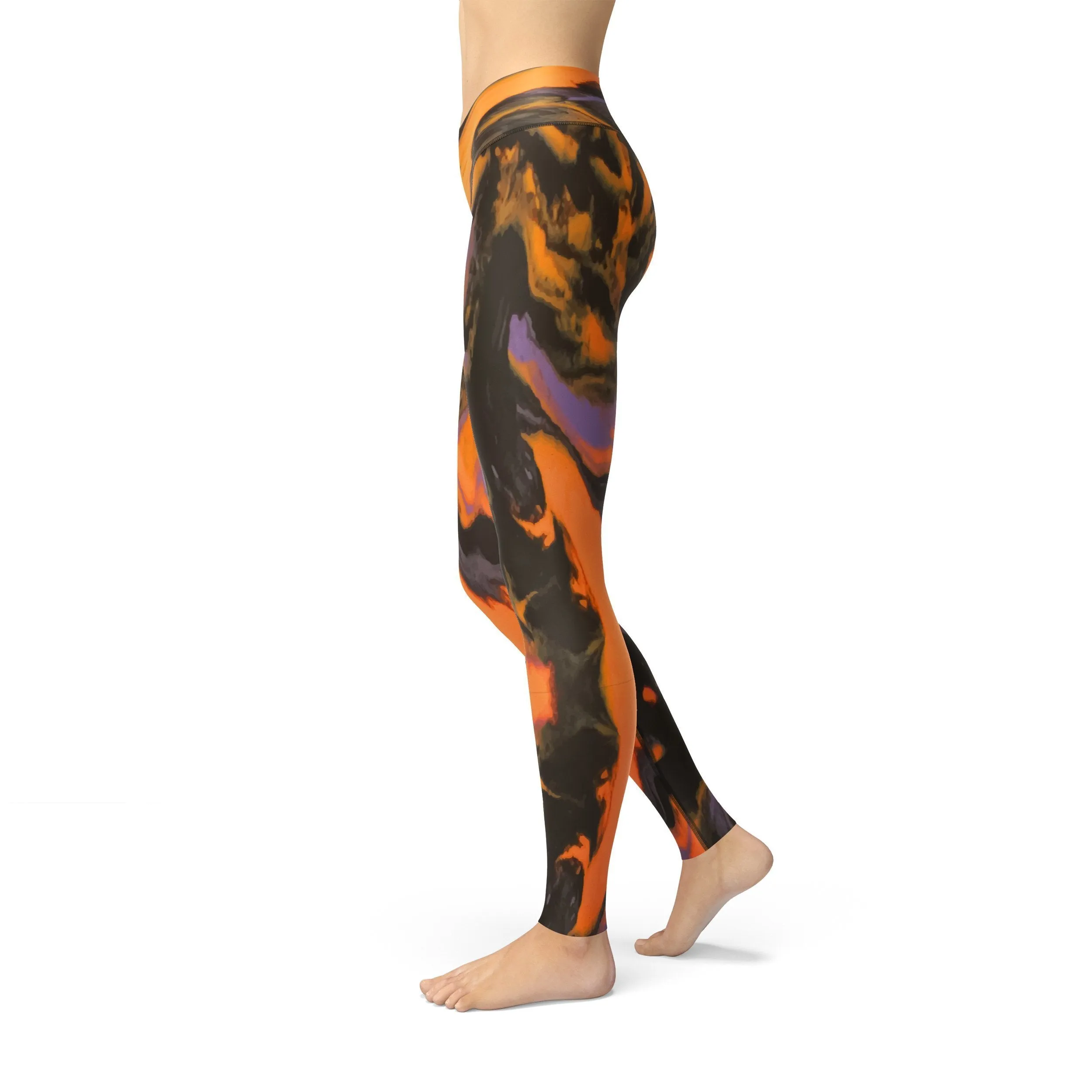 Denim Halloween Leggings with Marbled Pattern