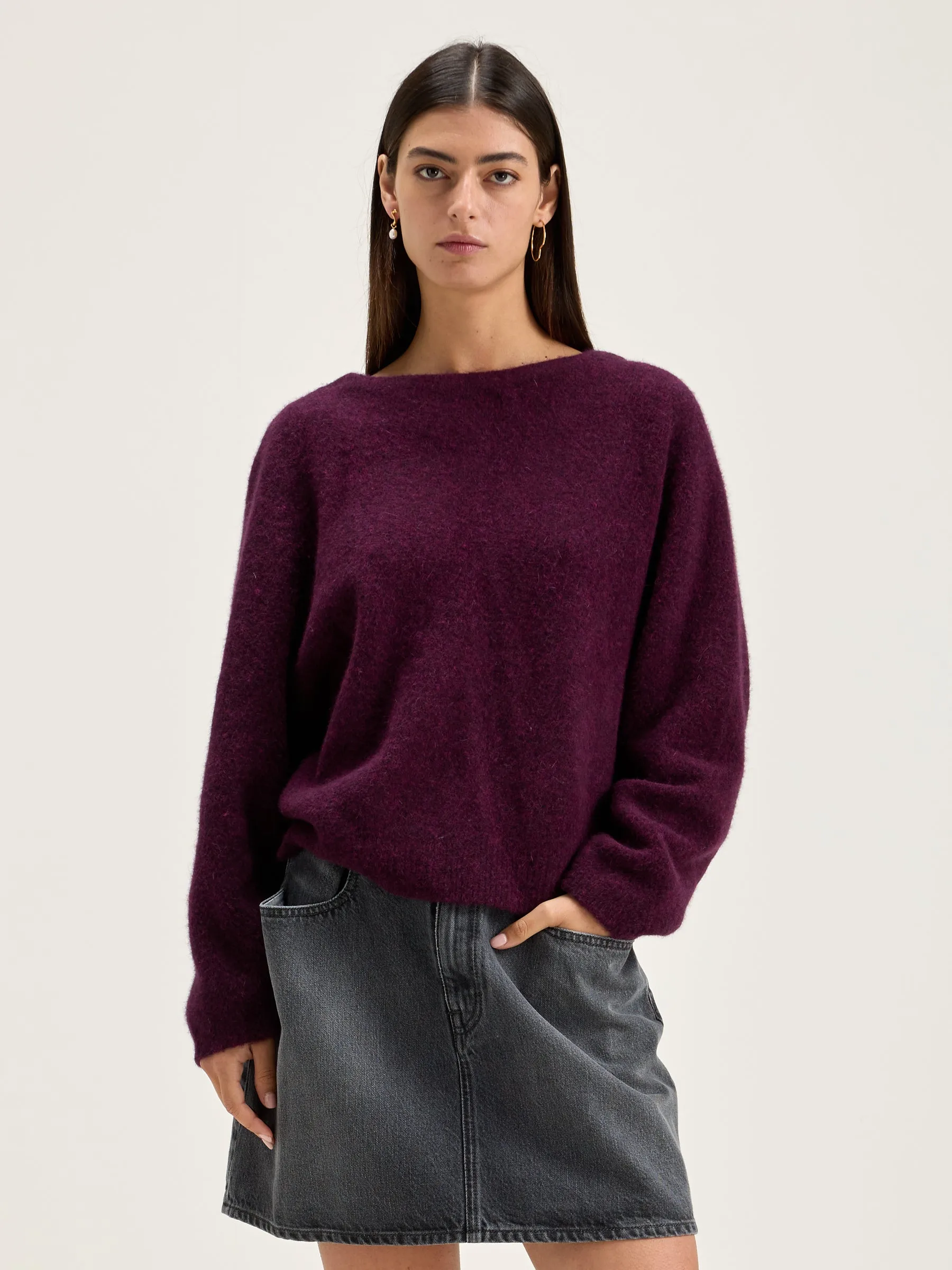 DEROS sweater in wine color, style 242, for women.