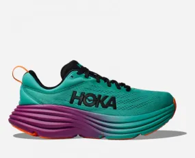 Electric Aqua/Black Bondi 8 Road Running Shoes for Women by HOKA