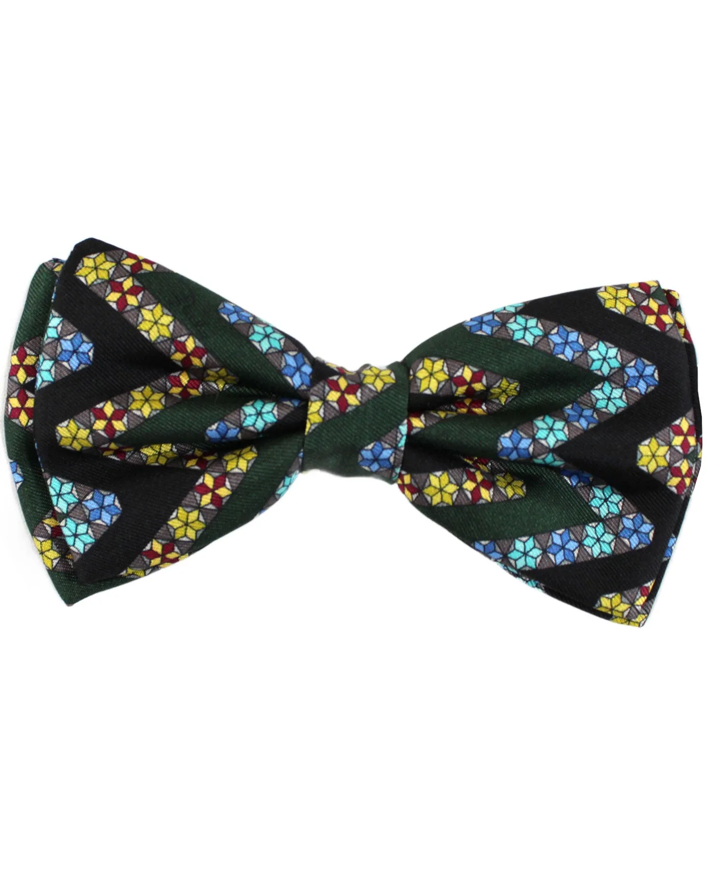 Emilio Pucci Silk Bow Tie Dark Green Maroon Blue Pre-Tied Italy