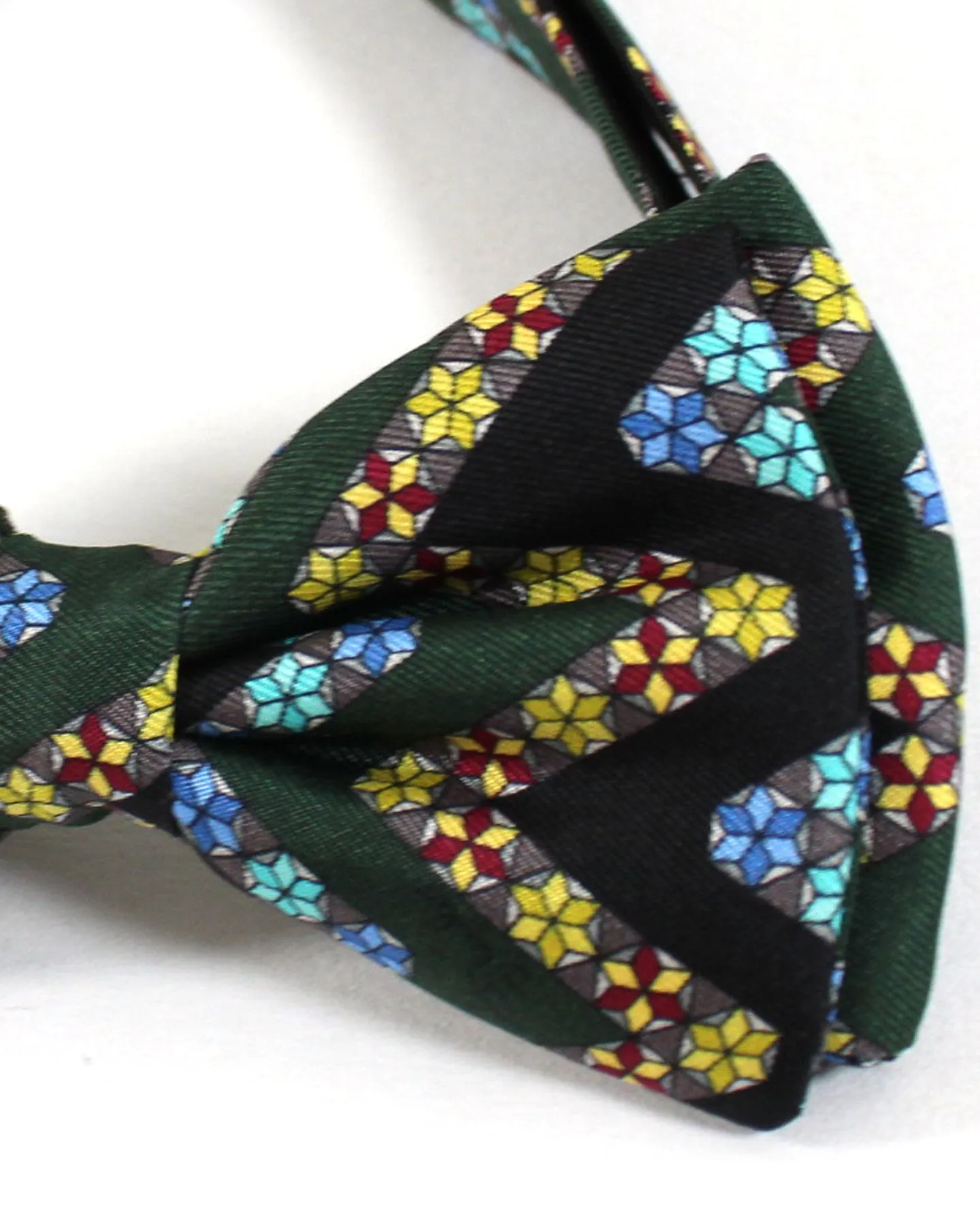 Emilio Pucci Silk Bow Tie Dark Green Maroon Blue Pre-Tied Italy