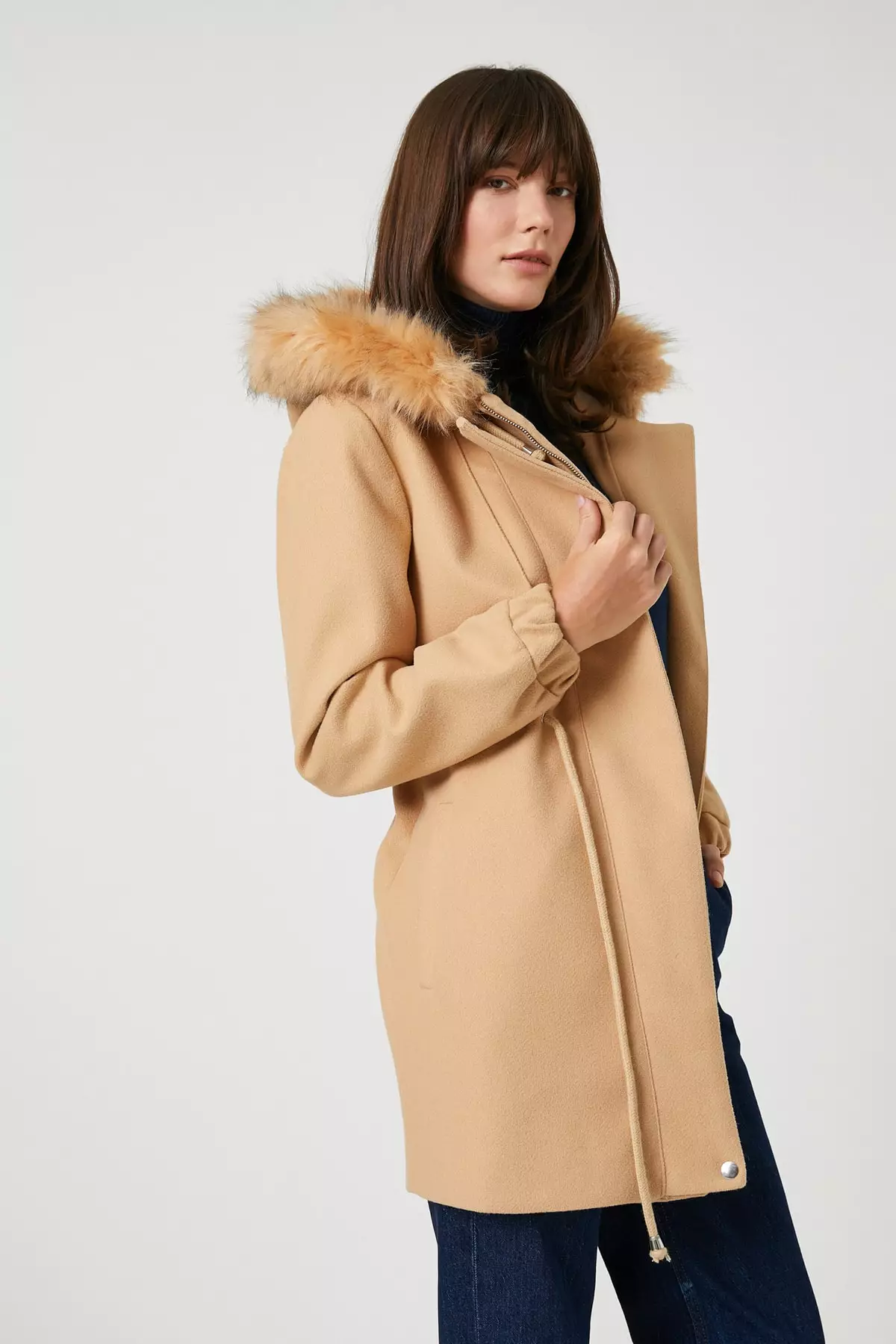 Faux Fur Hooded Coat for Women - KOTON