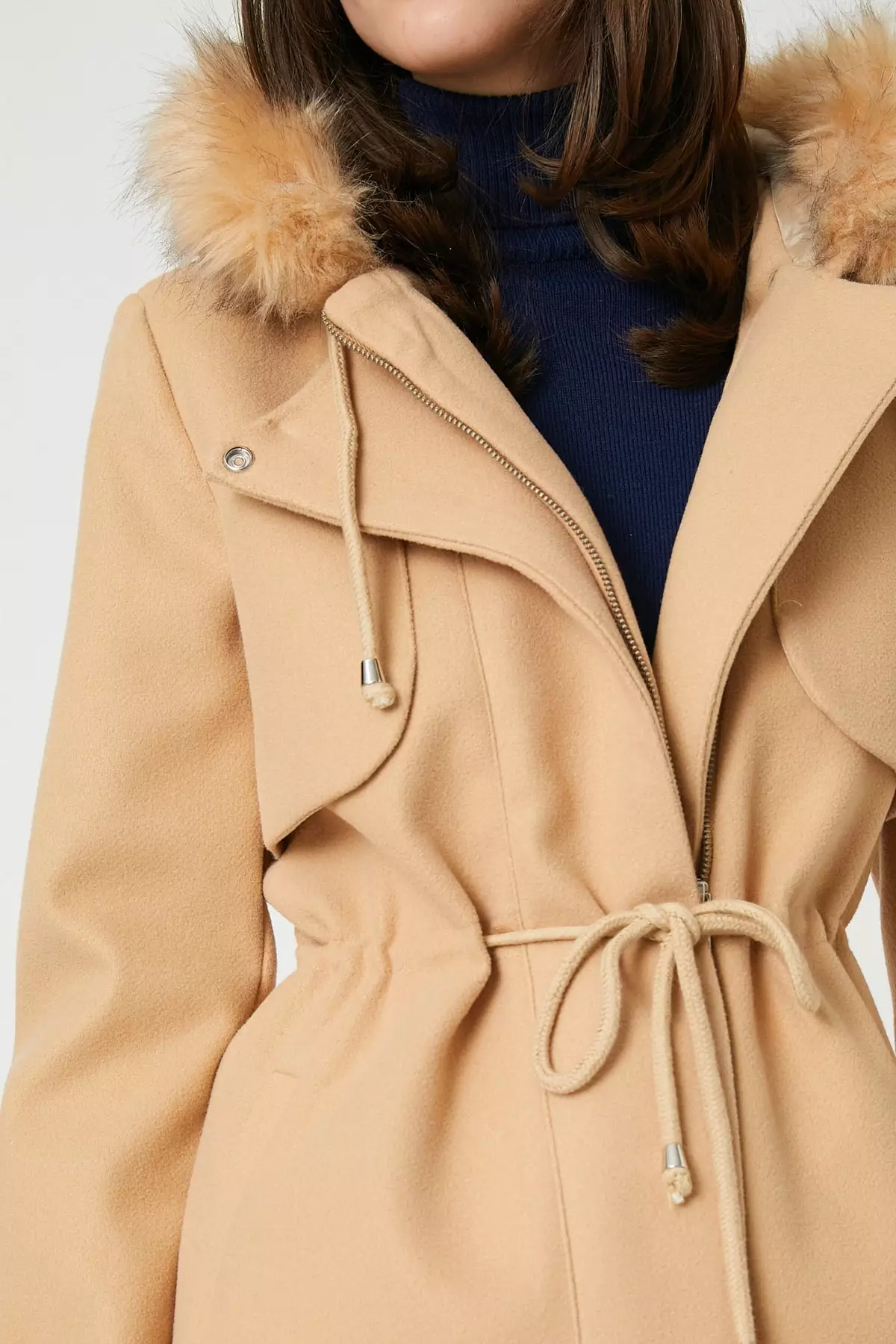 Faux Fur Hooded Coat for Women - KOTON