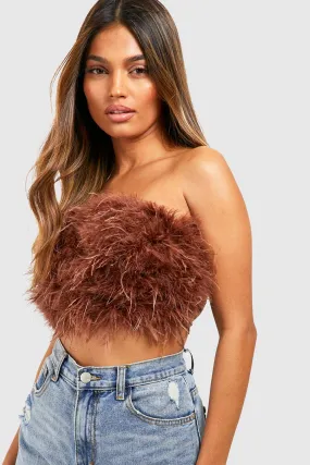 Feather Bandeau Crop Top