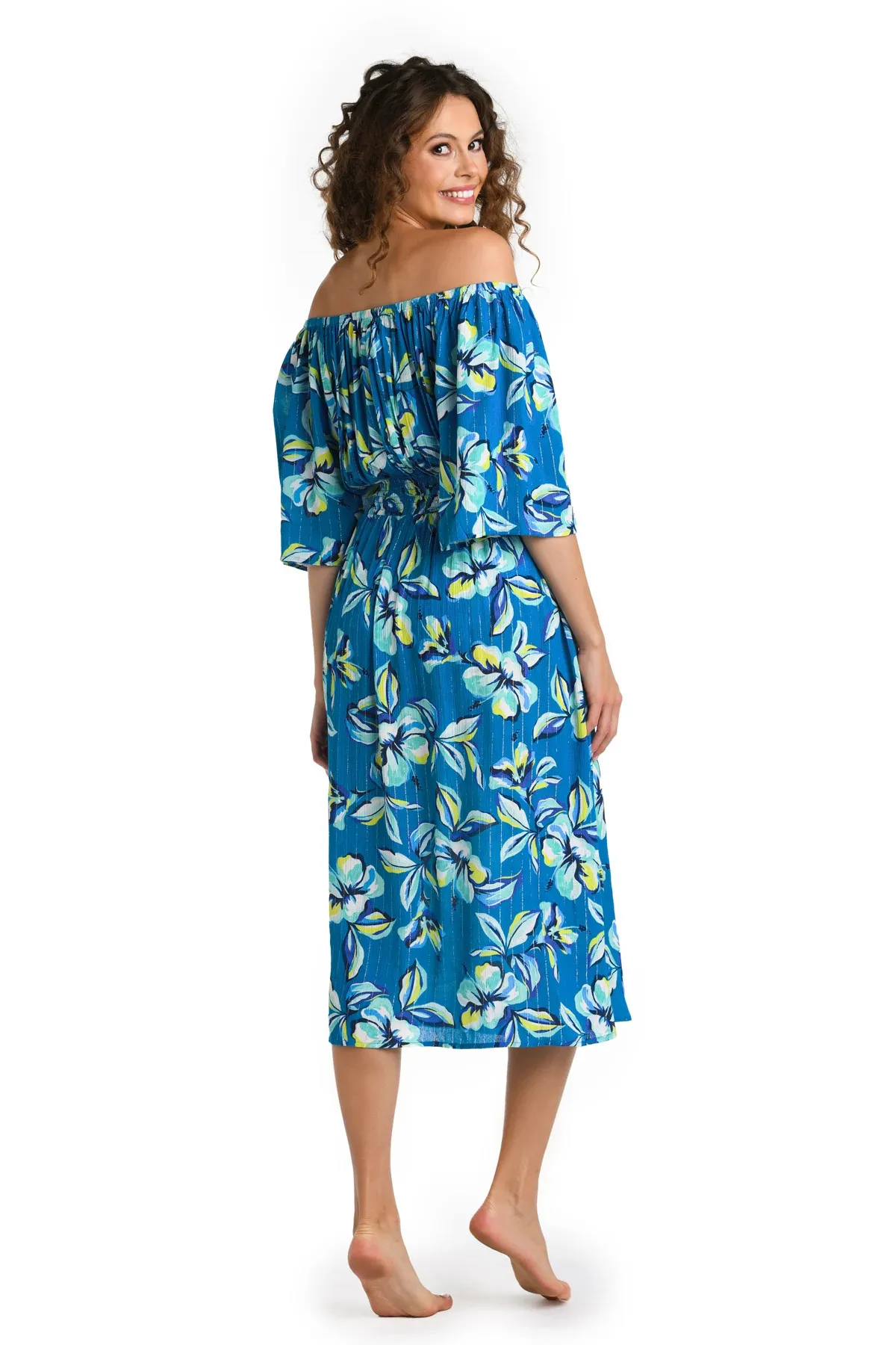 Fiji Tropics Off The Shoulder Midi Dress