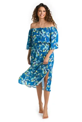 Fiji Tropics Off The Shoulder Midi Dress