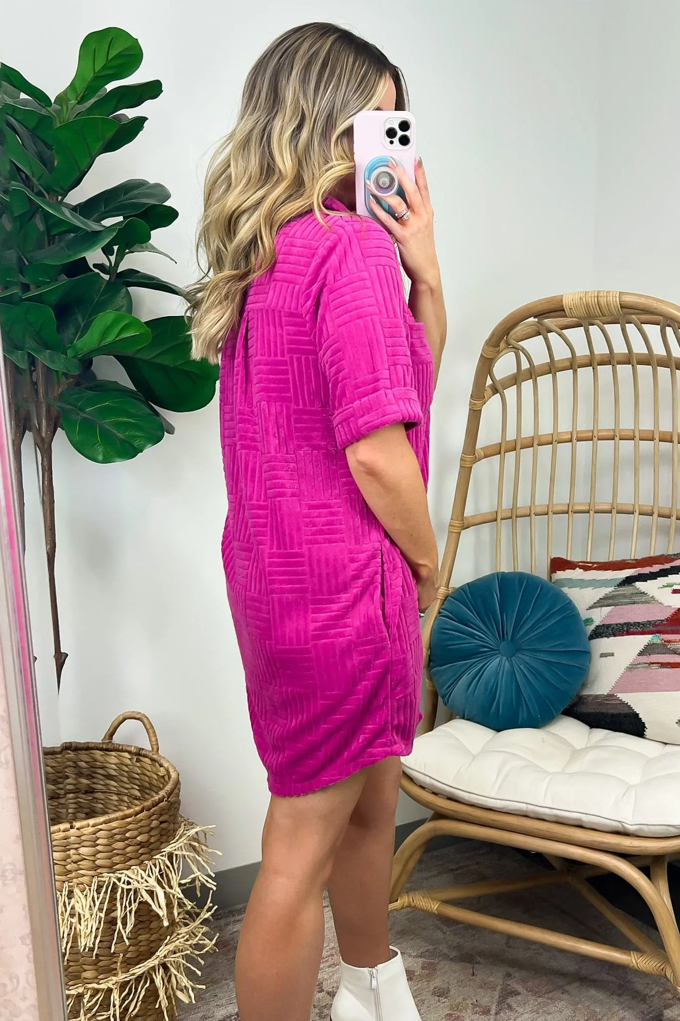 FINAL SALE Derica Oversized Mini Dress in Textured Knit