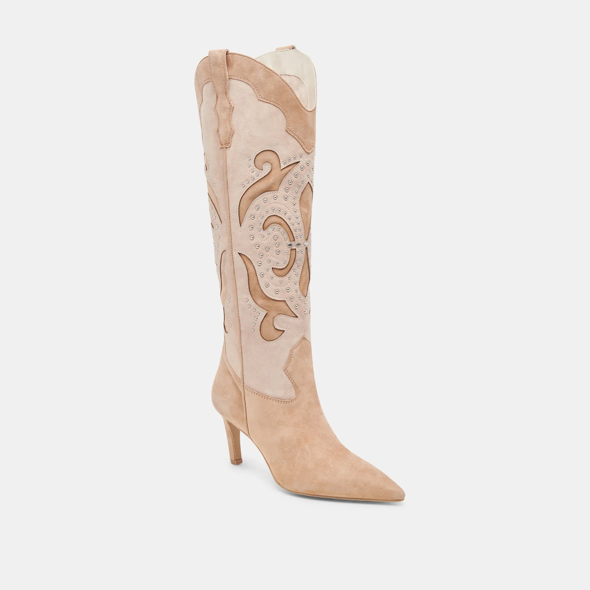 FINLEY STUD BOOTS CAMEL SUEDE