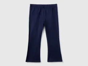 Flared stretch cotton leggings in Dark Blue by Benetton