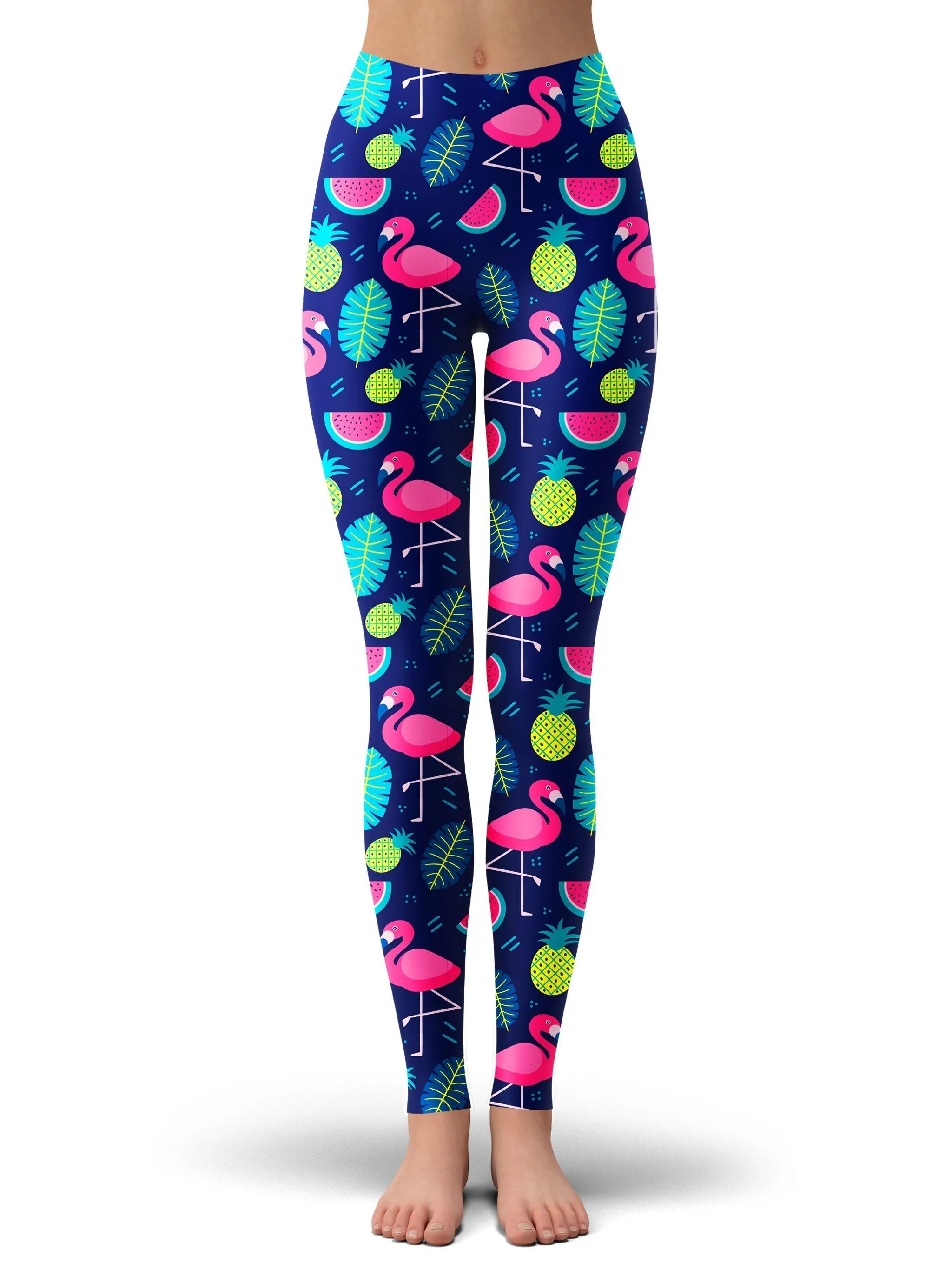 Fluorescent Flamingo Print Leggings