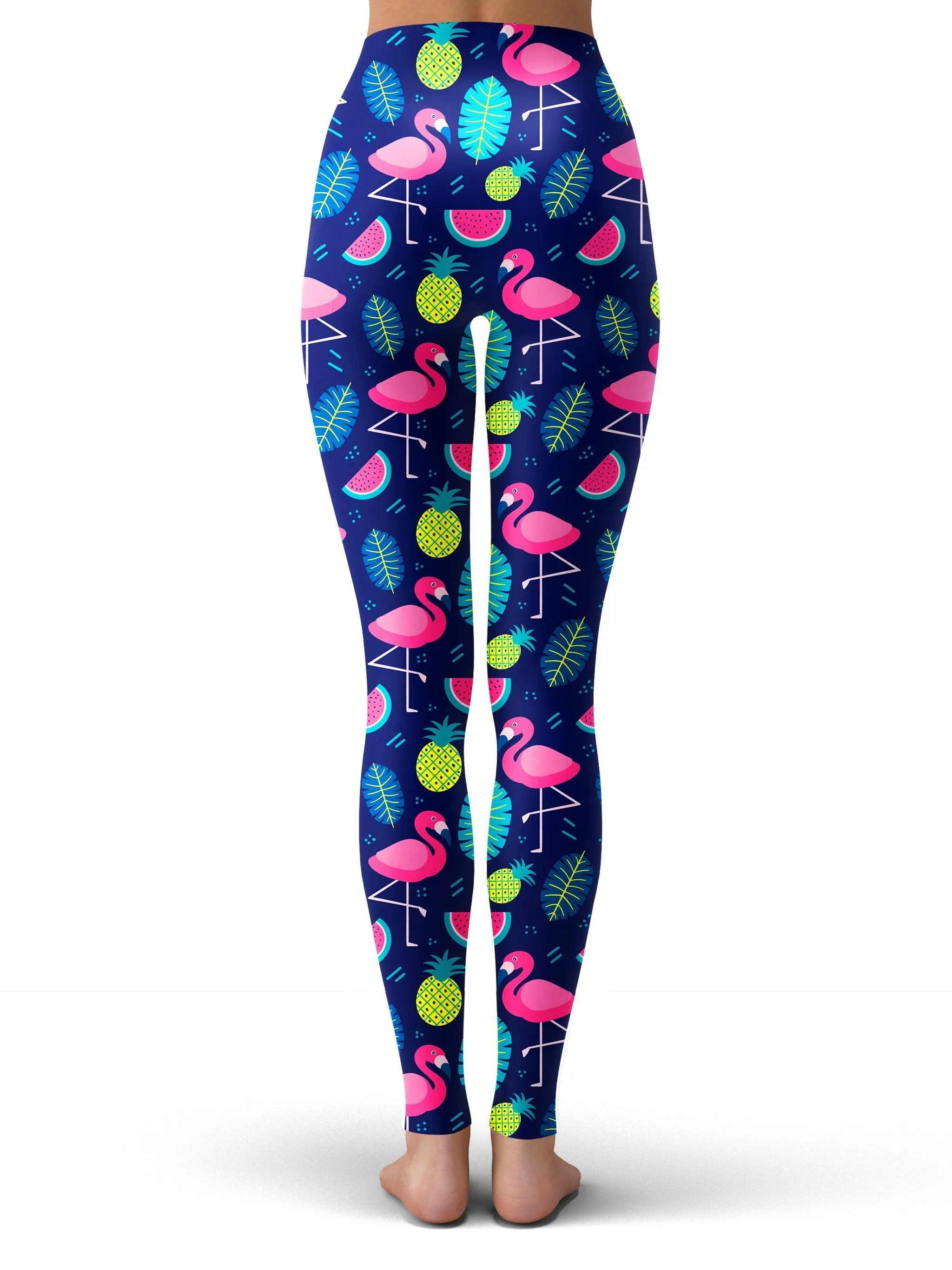 Fluorescent Flamingo Print Leggings