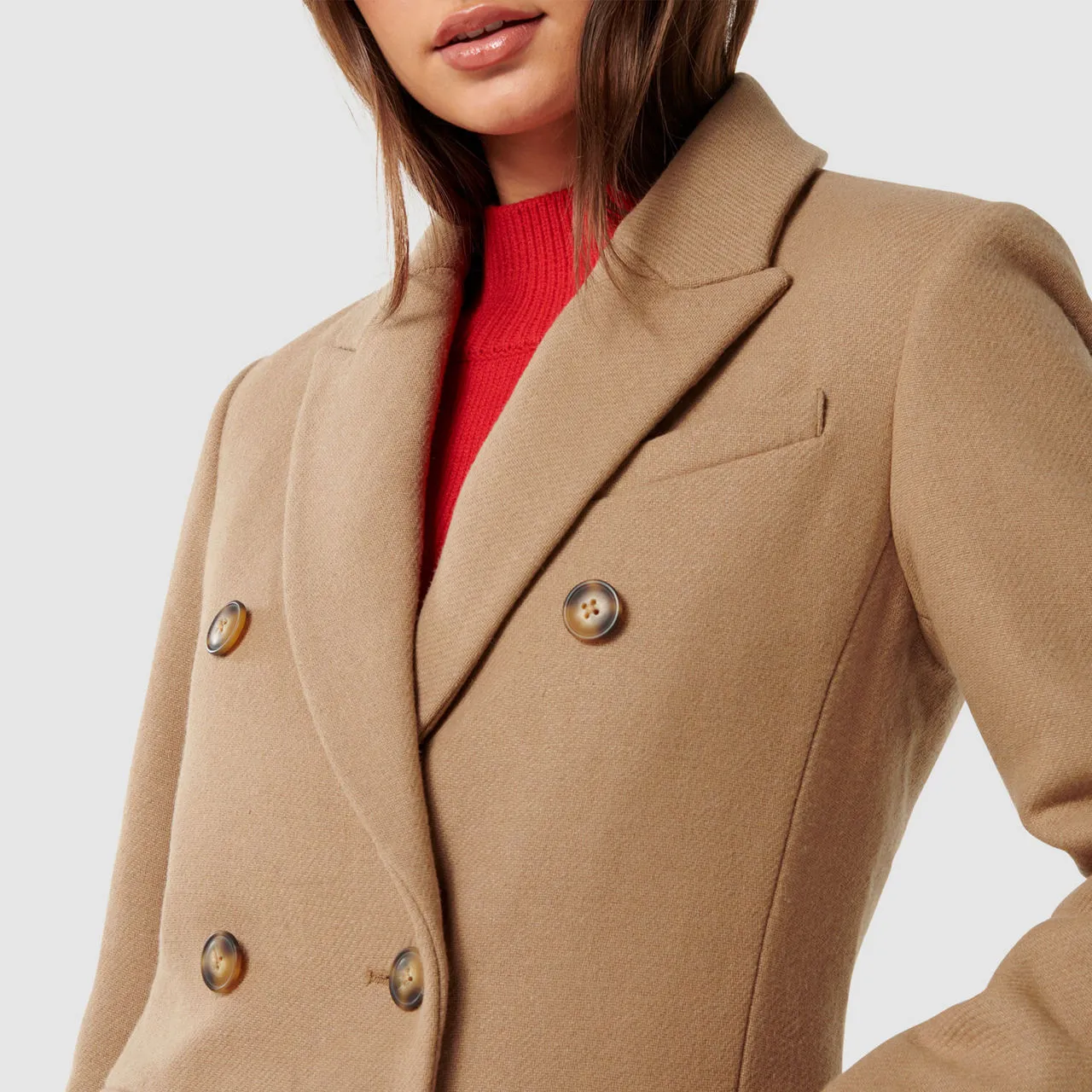 Chandelle Double-Breasted Coat Brown by FOREVER NEW