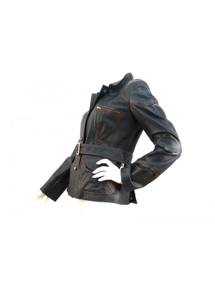 Giani Women's Leather Jacket - Stylish Stitched Design