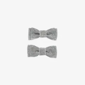 Girls Sliver Glitter Bow Hair Clips (2 Pack)