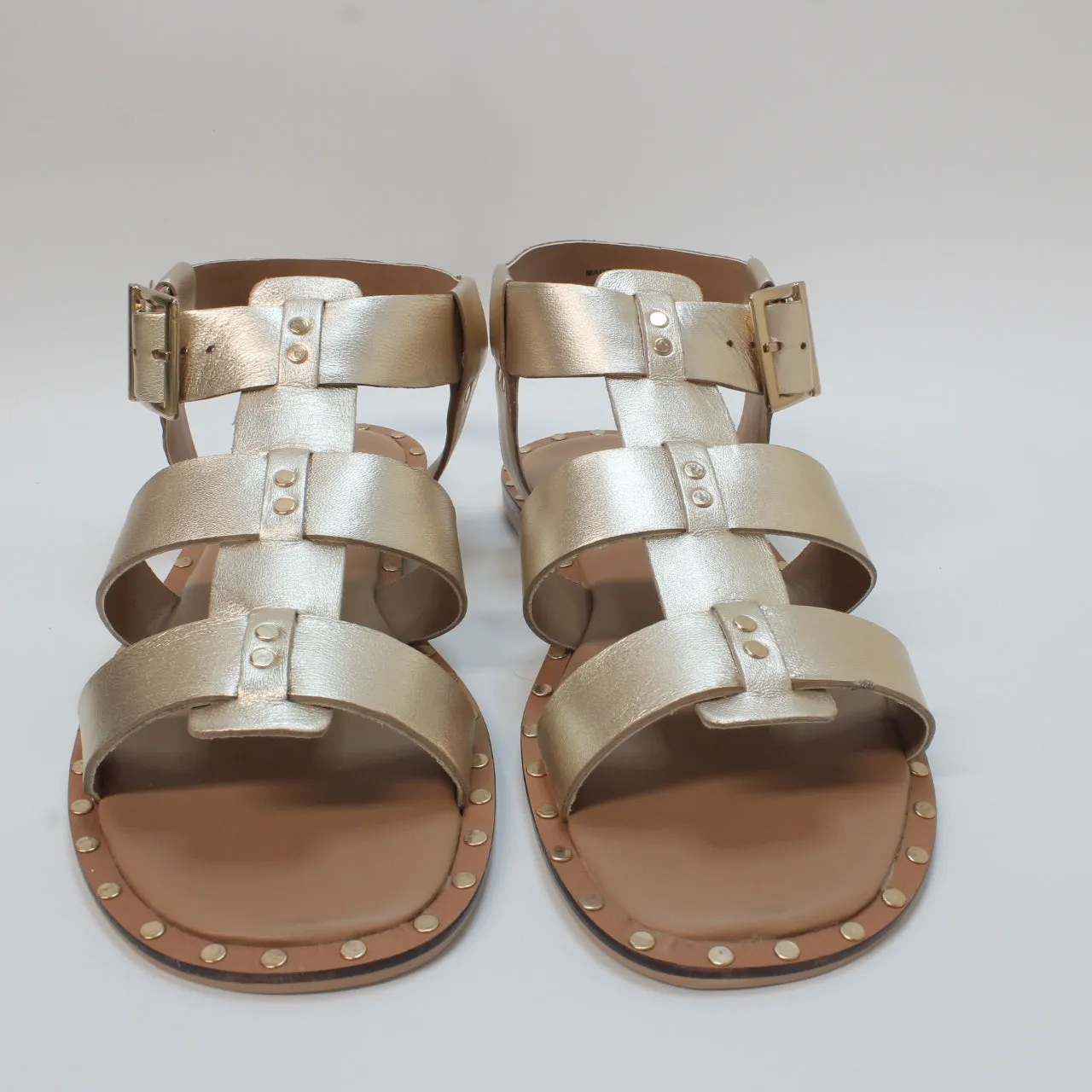 Gold Leather Womens Gladiator Sandals for Office