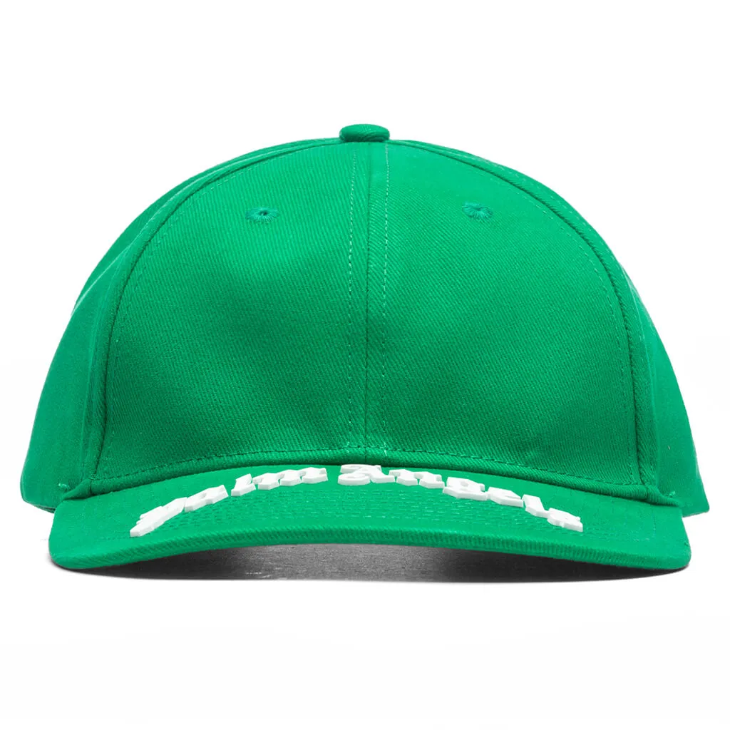 Green and White Curved Logo Cap