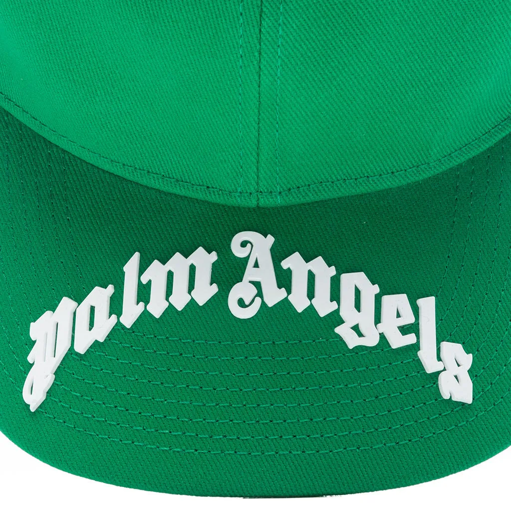 Green and White Curved Logo Cap