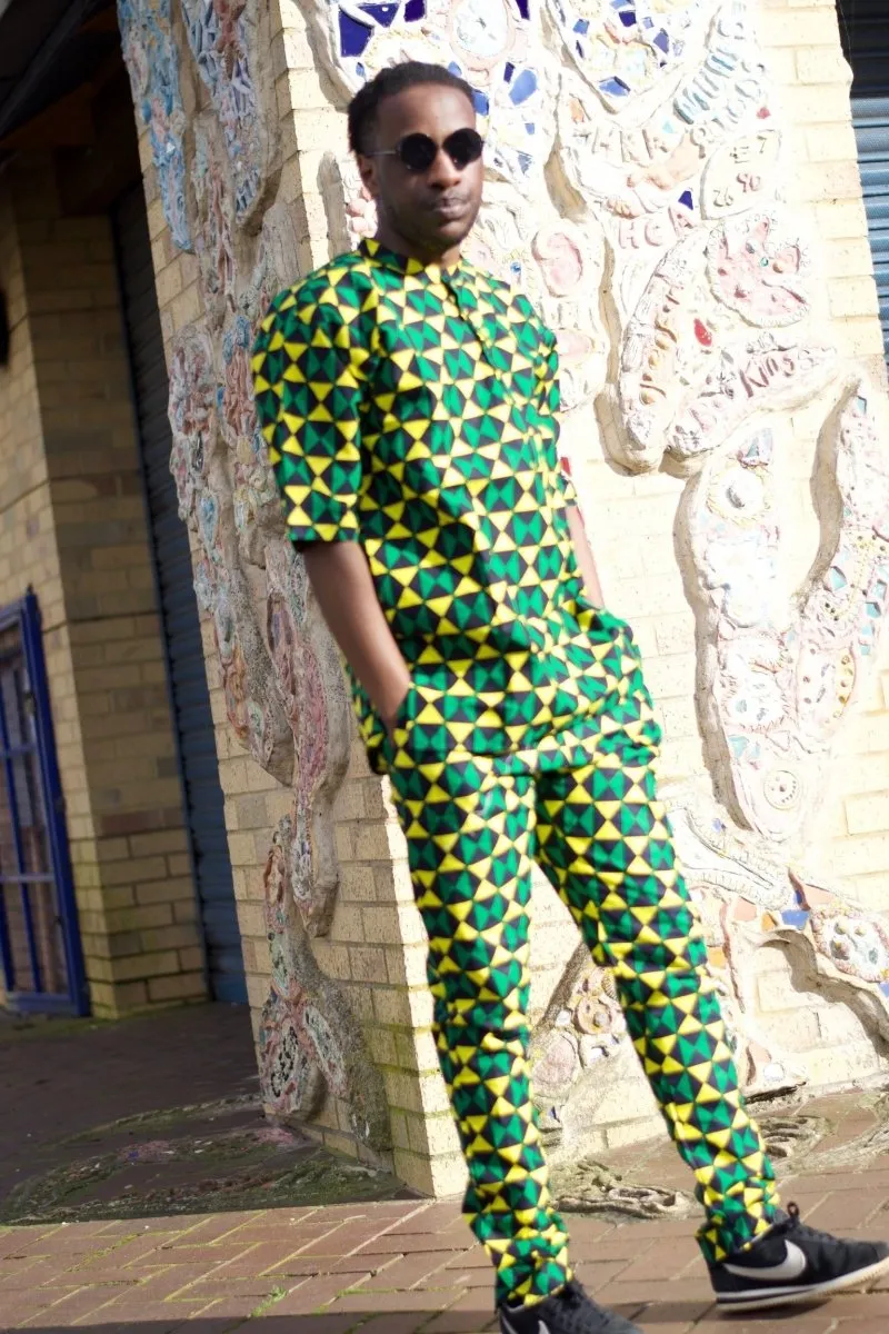 Green Ankara African Festival Trousers