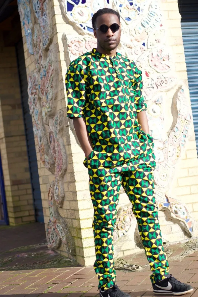 Green Ankara African Festival Trousers