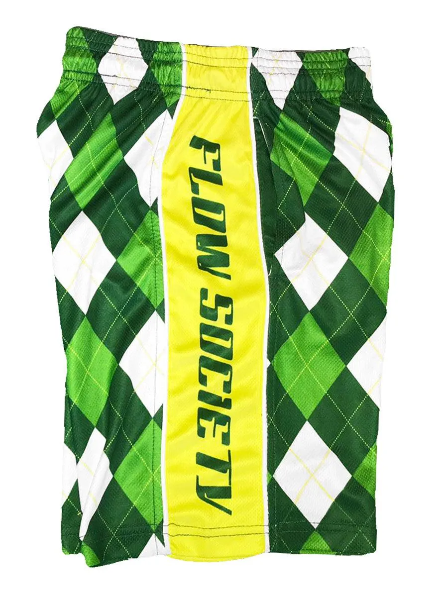 Green Argyle Boys' Attack Shorts.