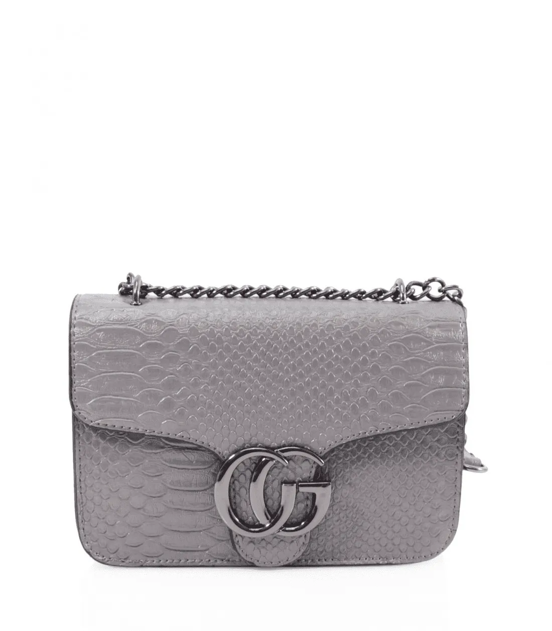 Grey Snake Pattern Shoulder Bag