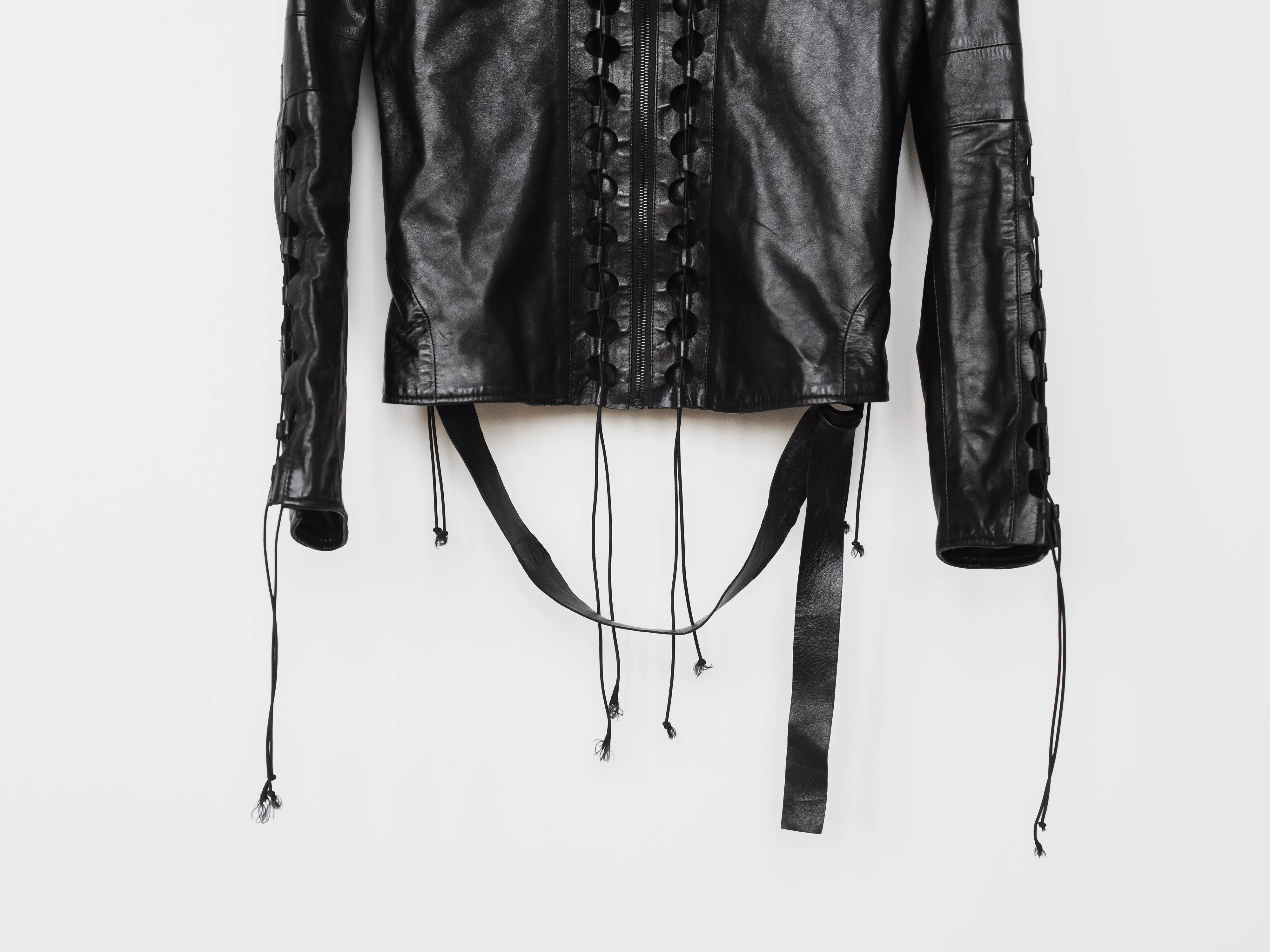 Helmut Lang Lace Up Leather Corset Jacket Spring Summer 2001 Collection