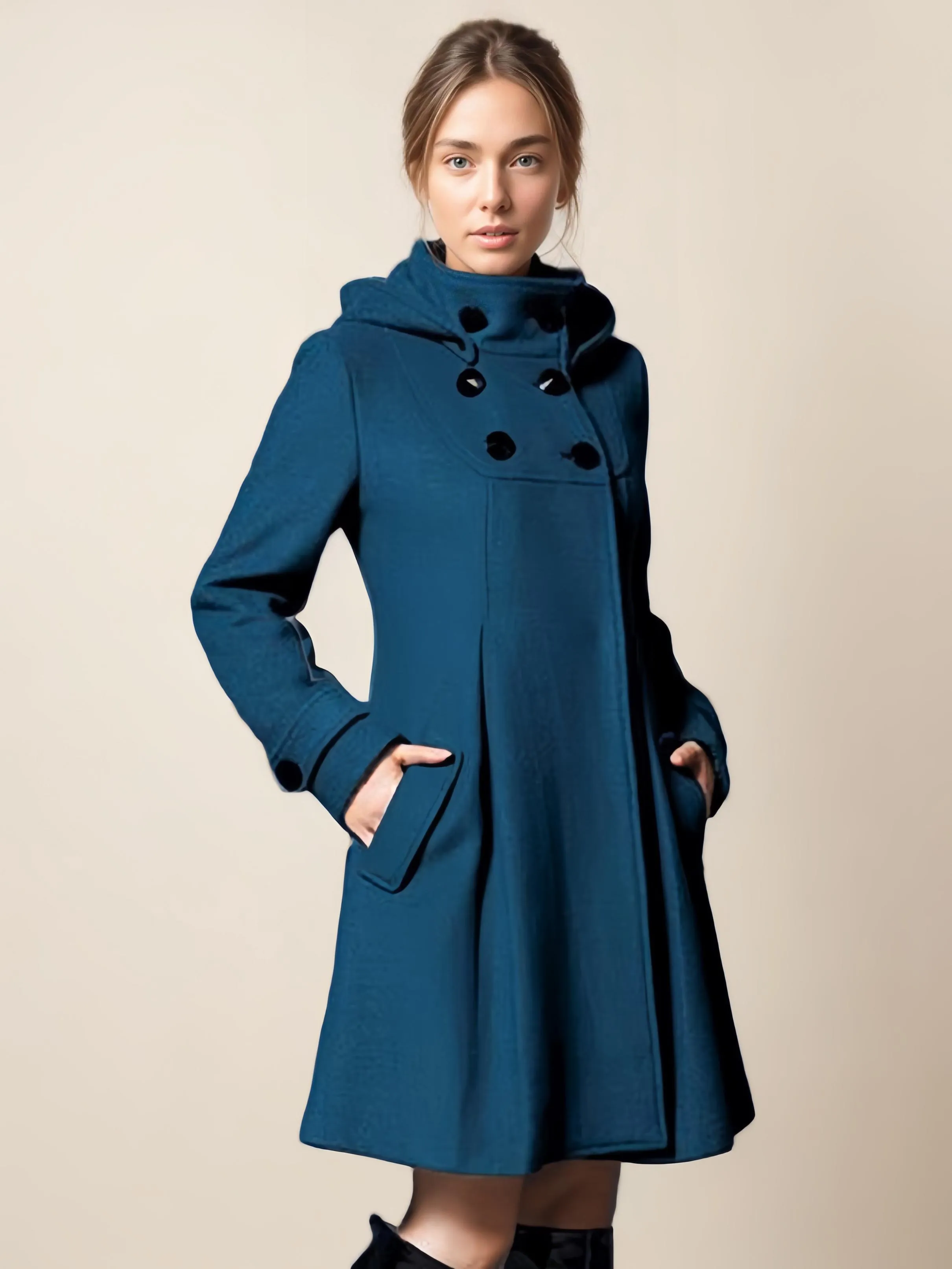 High Collar Long Sleeve Winter Coat for Women.