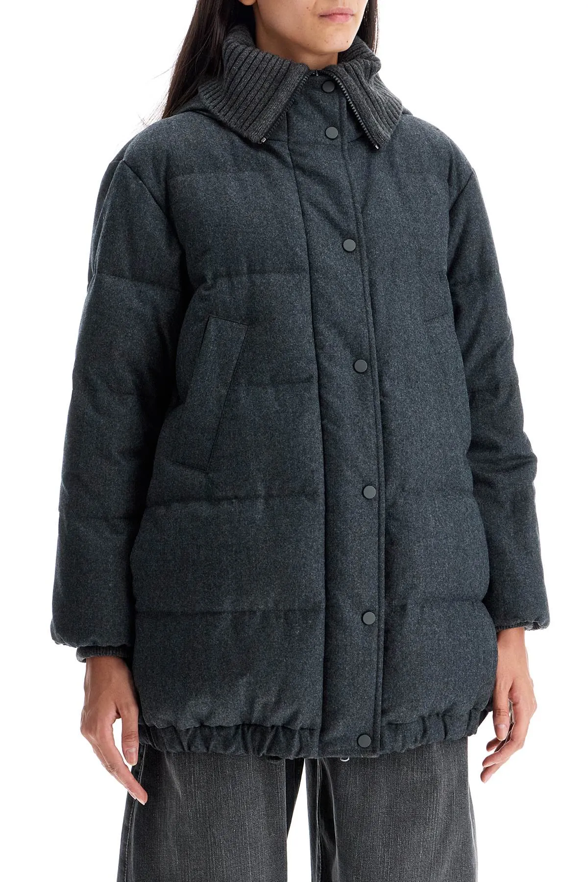 Hooded Wool Puffer Coat