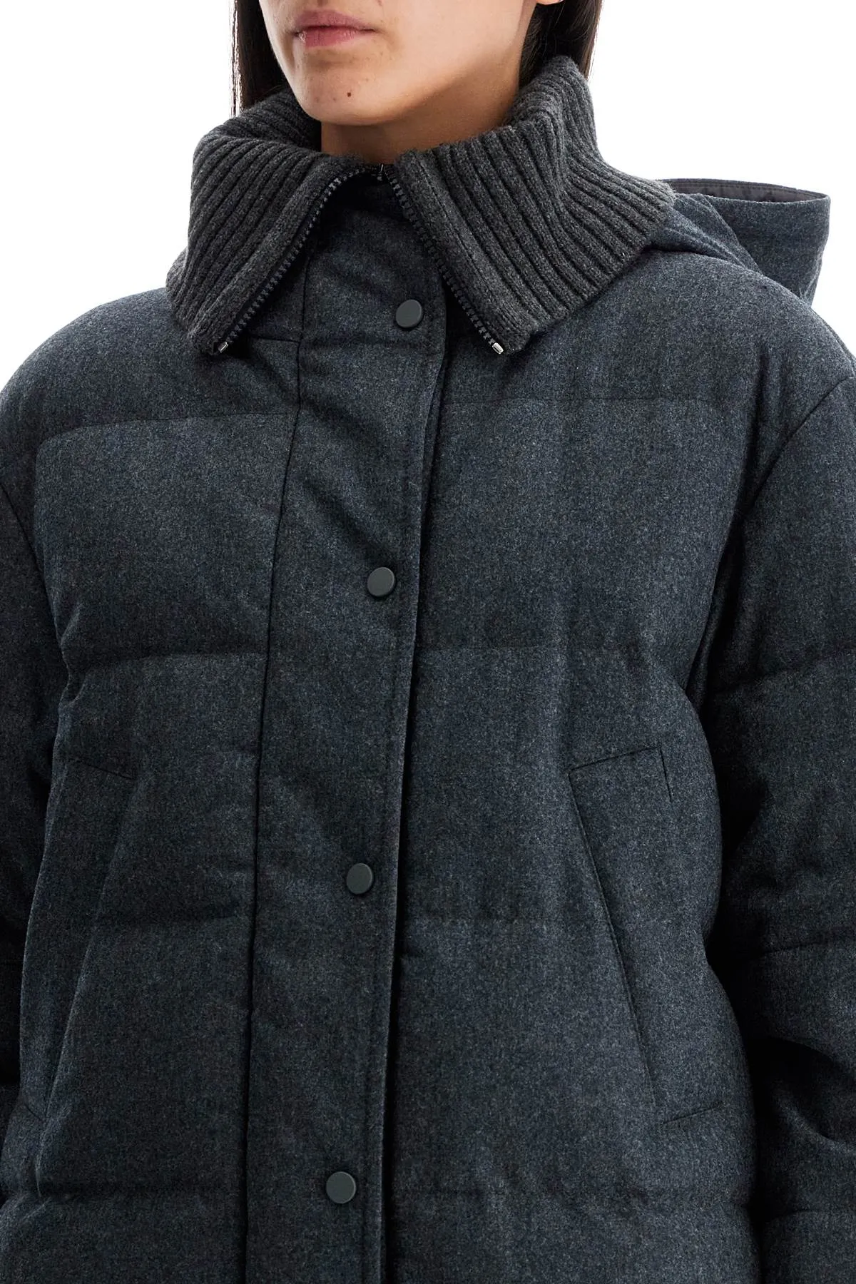 Hooded Wool Puffer Coat