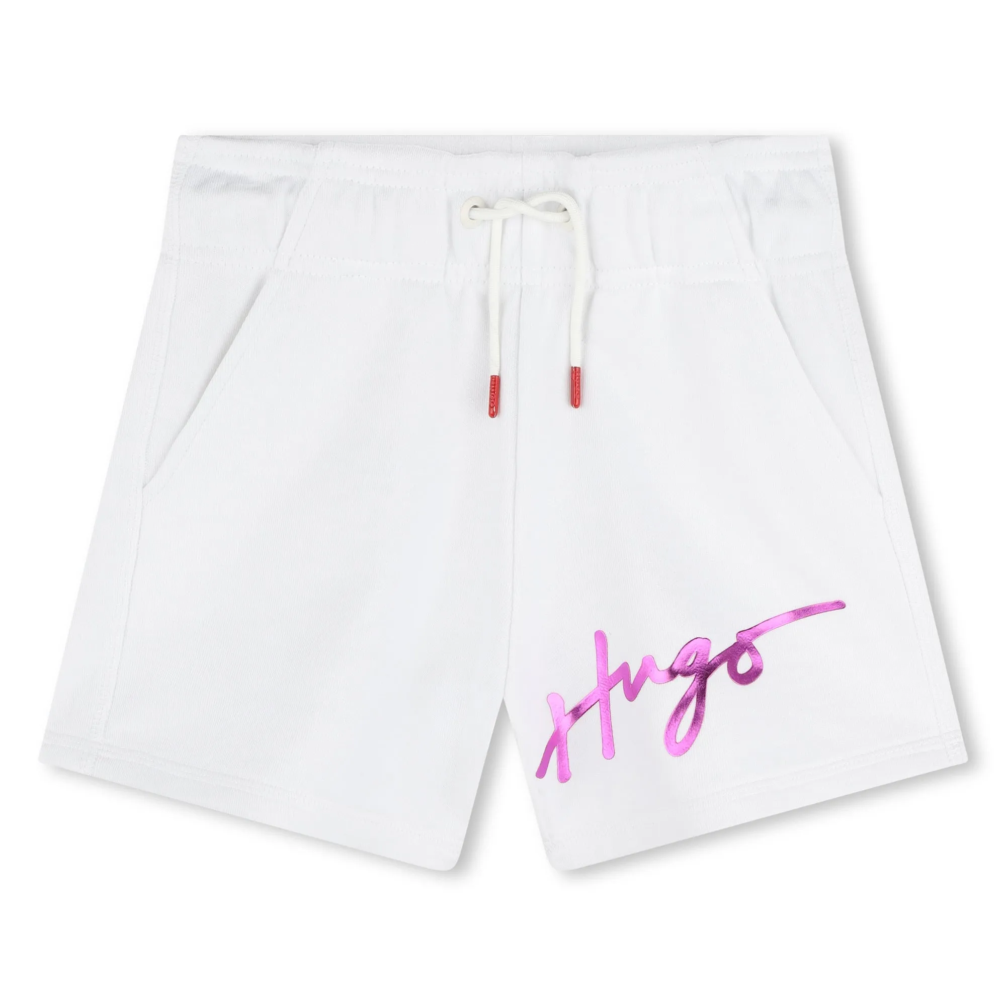 Purple Logo White Shorts by Hugo