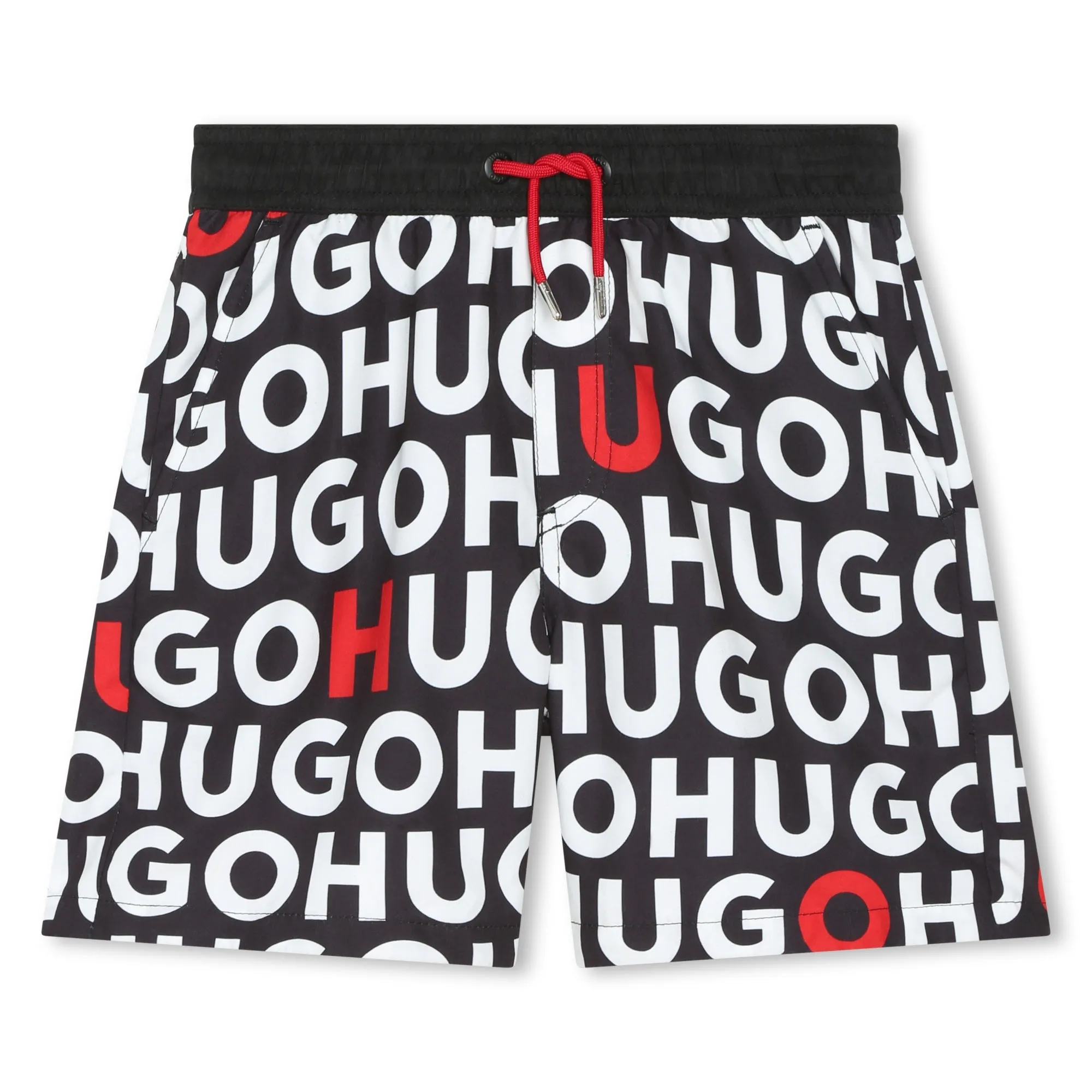 Black All Over Logo Swim Shorts by Hugo