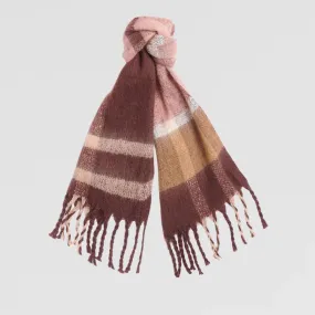 Isla Tartan Boucle Scarf, Chocolate Tartan - Shop Now.